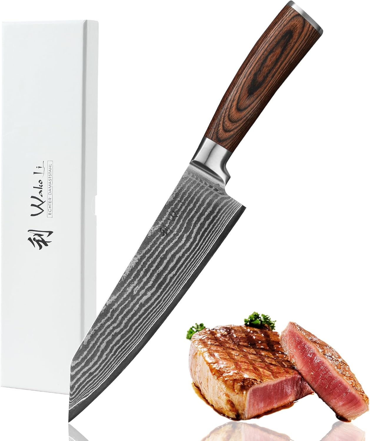 Wakoli EDIB Damast Chefmesser Kiritsuke I 20 cm Klinge I Pakkaholzgriff