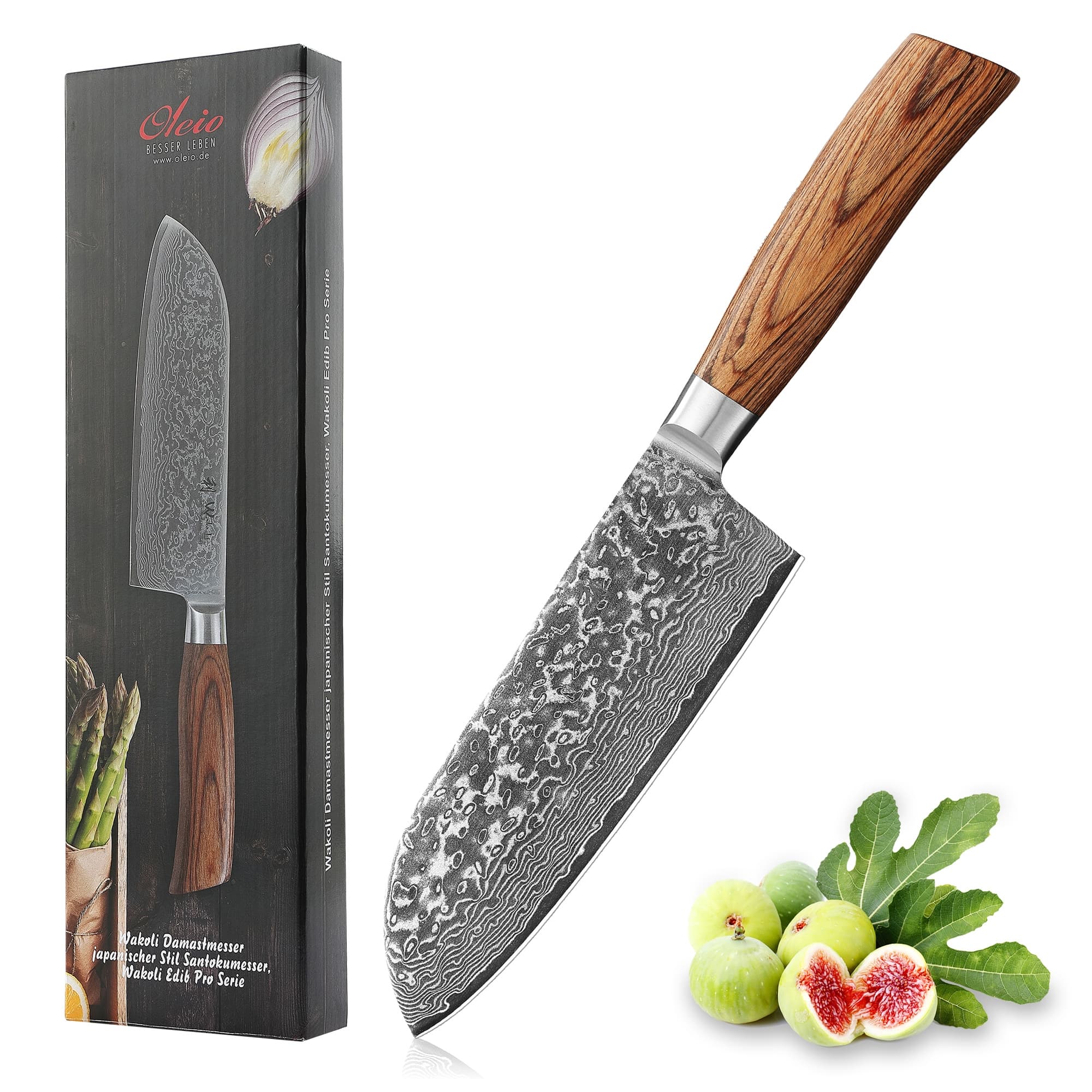 Wakoli EDIB Pro Damast Santoku Messer spezial I 17cm Klinge I Pakkaholzgriff