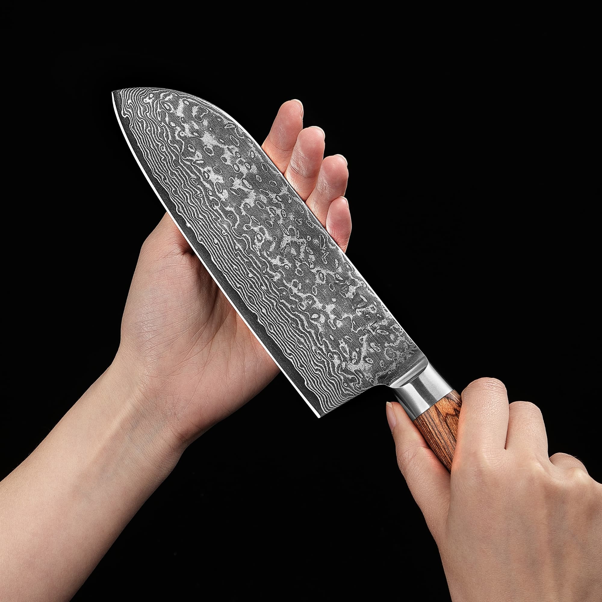 Wakoli EDIB Pro Damast Santoku Messer spezial I 17cm Klinge I Pakkaholzgriff